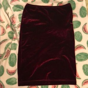 American Apparel maroon velvet bodycon skirt